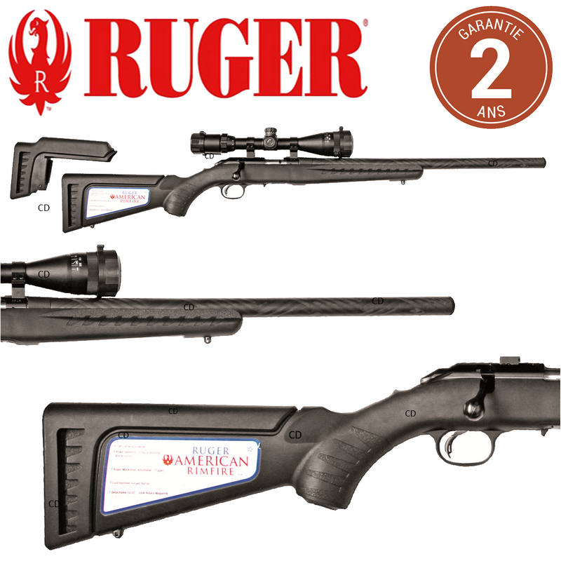 Pack Carabine Ruger Américan Rimfire Custom Silencieux Carbone 22LR