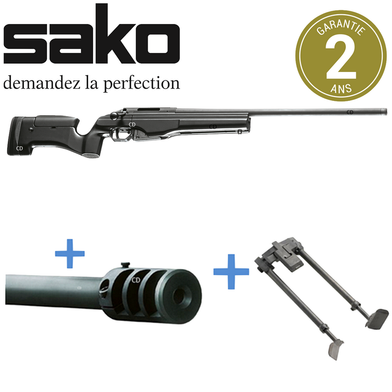 Pack Complet Carabine Sako TRG 22 Noire 308 Win + Frein De Bouche + Bipied M08
