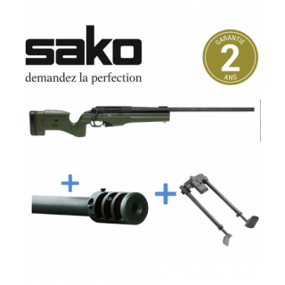 Pack Complet Carabine Sako Trg 42 Verte Crosse Fixe 338 Lapua Mag 69cm + Frein De Bouche + Bipied M08