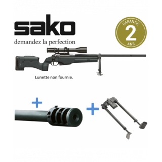 Pack Complet Carabine Sako TRG 42 Noire Crosse Fixe 300 Win Mag 69cm Phosphaté + Frein De Bouche + Bipied M08