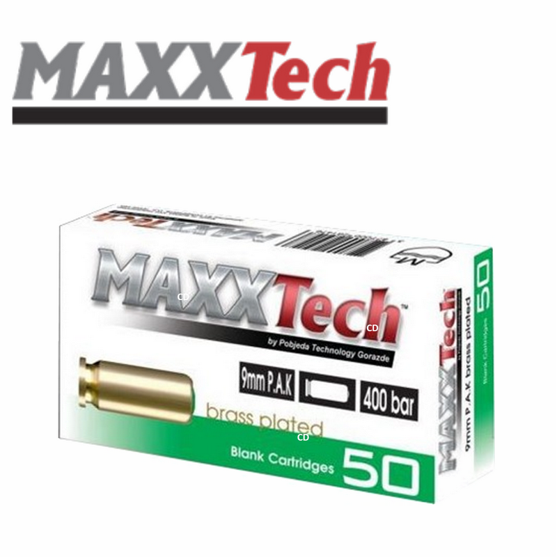Balles 9mm PA A Blanc Maxxtech 400 Bars Par 50