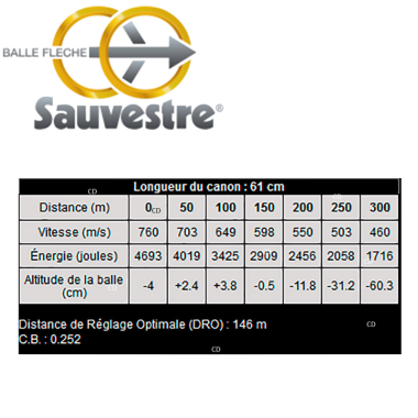 Balles Flèche Sauvestre F.I.P Battue 9,3x62 251 Grains Par 20