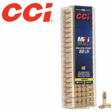 Munitions CCI 22LR Varmint Mini-Mag HP 36 Grains Par 100