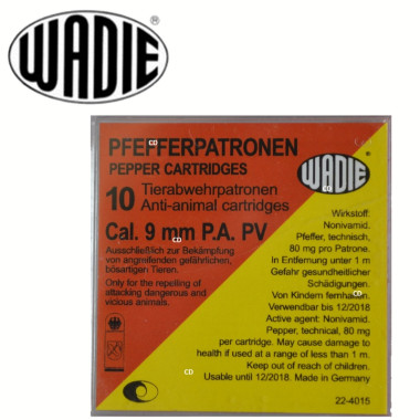 Cartouches Wadie 9mm PA PV Pepper A Gaz Par 10